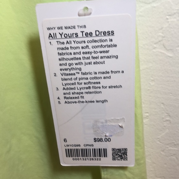 Lululemon NWT Tee Dress Light Green Size 6. - Picture 3 of 7
